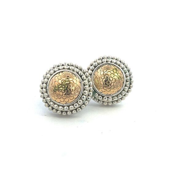 John Hardy Estate Clip on Earrings Silver 18k Yellow Gold JH97 - Picture 4 of 9